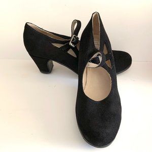 Menkes Black Suede Flamenco Dance Pumps Spain Womens 8-1/2 B